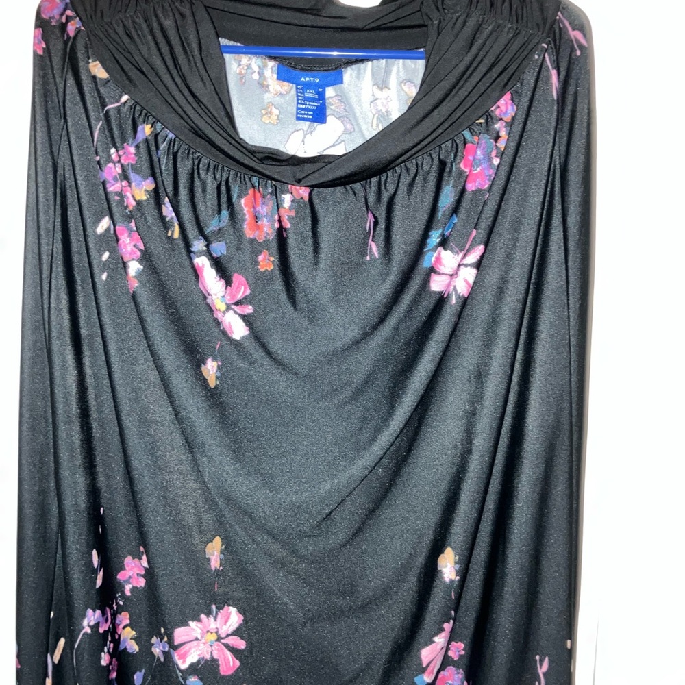 Apt. 9 Black maxi skirt , with Pink and Purple Floral Design